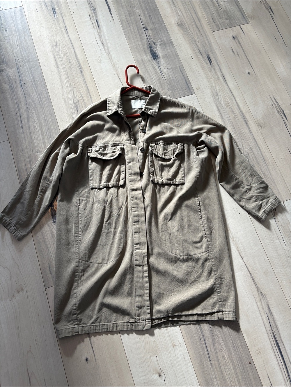 OAK + FORT Green Khaki Oversized Shacket sM